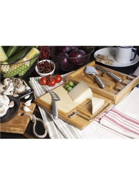 Cheese Cutting Board & Tools Set with Wire Cutte
